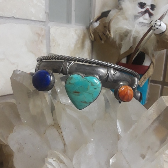 Vintage Jewelry - 🚫SOLD🚫Vtg Sterling Multi Stone Cuff